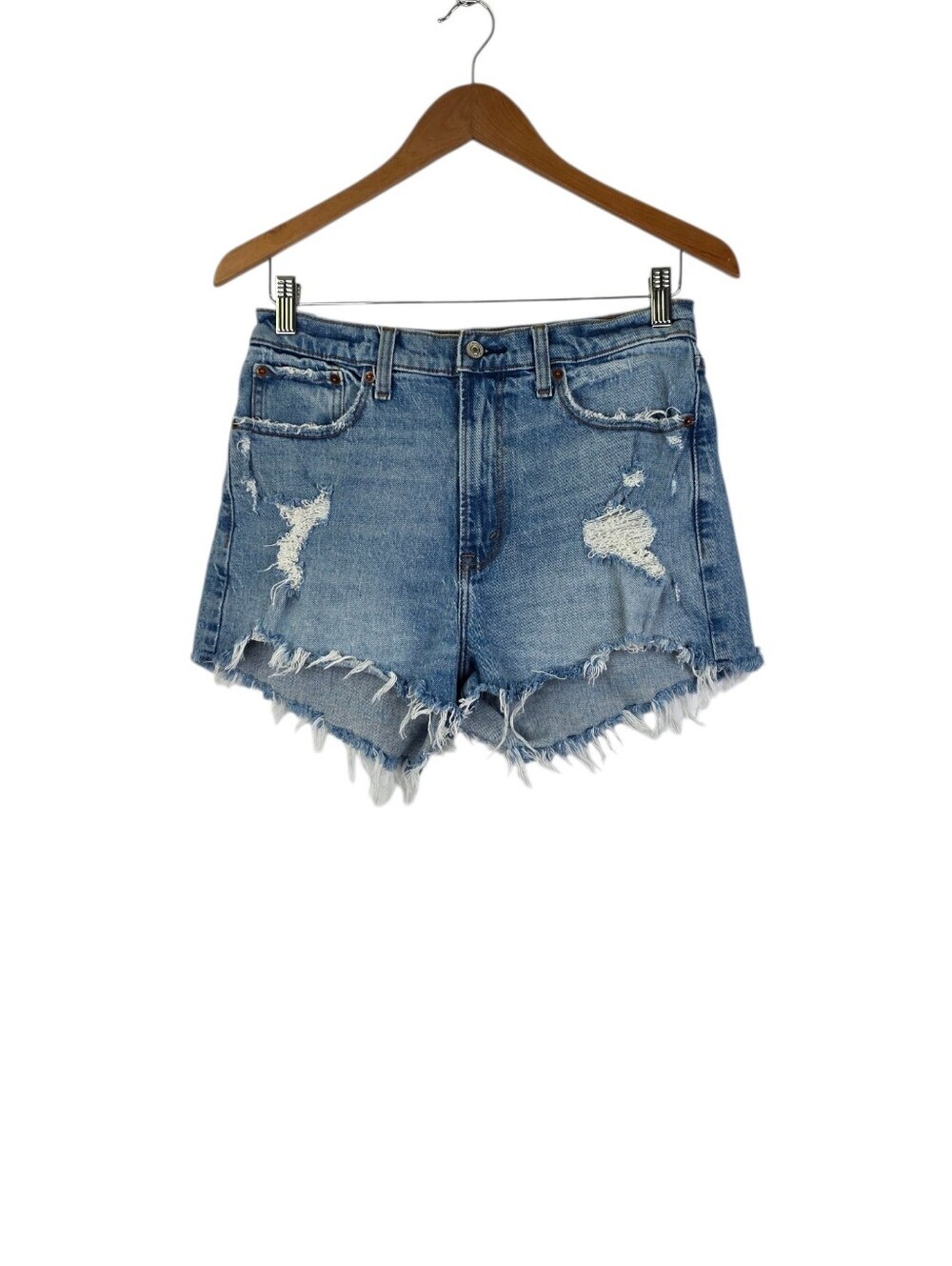 Abercrombie & Fitch The Mom Shorts Size 8/29 Medium Wash Distressed Curve Love‎